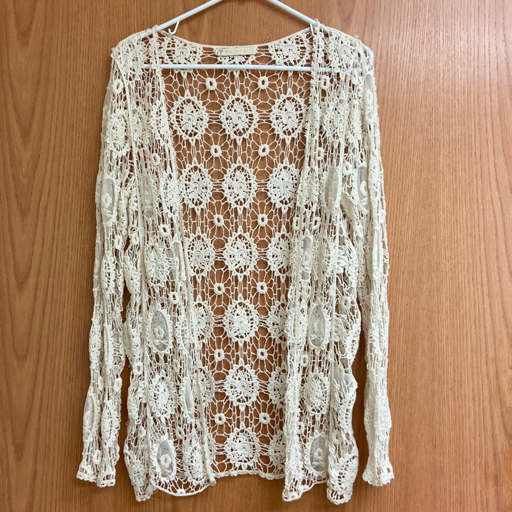 Aquamar Crochet Cotton Sweater in Sz Medium